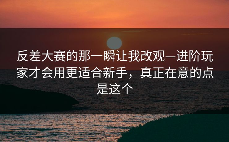 反差大赛的那一瞬让我改观—进阶玩家才会用更适合新手，真正在意的点是这个