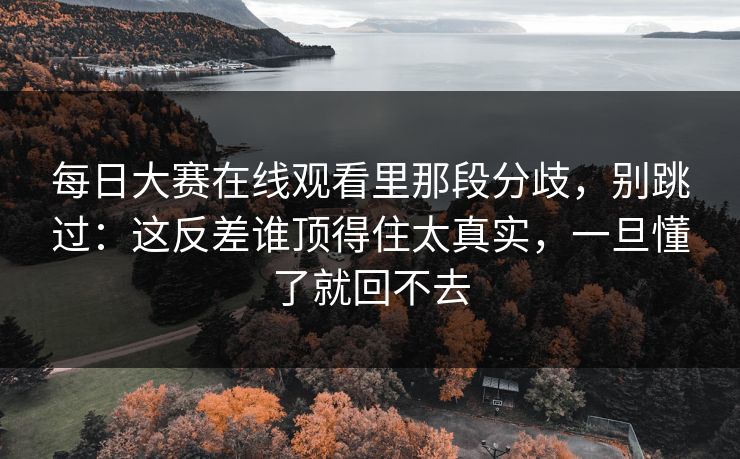 每日大赛在线观看里那段分歧，别跳过：这反差谁顶得住太真实，一旦懂了就回不去